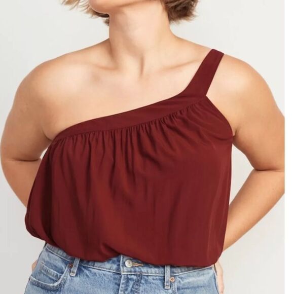 Old Navy Womens Size XXL ~ Burgundy Soft Woven One Shoulder - Picture 2 of 9